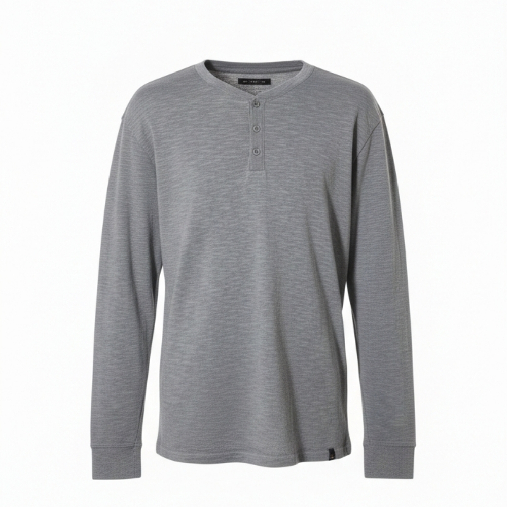 prAna Ronnie Henley II Gray Organic Cotton Blend Long Sleeve Henley XXL